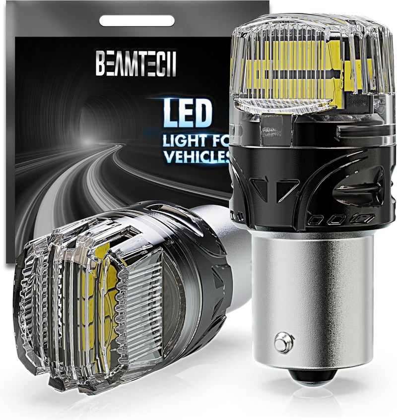 BEAMTECH 1156 LED Bulbs for Reverse Lights, 6500K Cool White Super Bright, 1141 1003 7506 BA15S for Back Up Lights, Tail Brake Parking Lights, Pack of 2 - Image 1